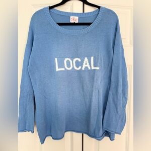 Pink Pineapple Blue 'LOCAL' Knit Sweater